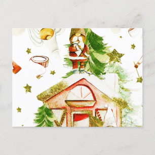 Postal Saludos navideños de Gnome Angel, afroamericano