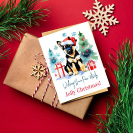 Postal Saludos navideños del Pastor Alemán para los perro