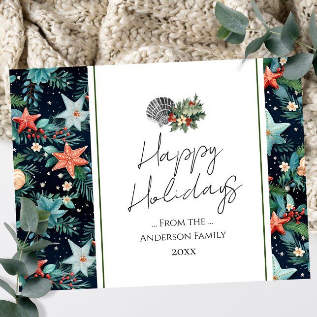 Postal Saludos navideños náuticos de Starfish (Subido por el creador)