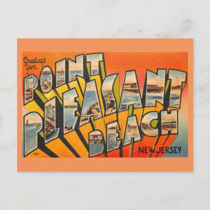 Postal Saludos, Pt. Pleasant Beach, Nueva Jersey Vintage