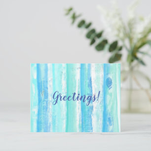 Postal Saludos Resumen Aqua Green Blue White Treescape