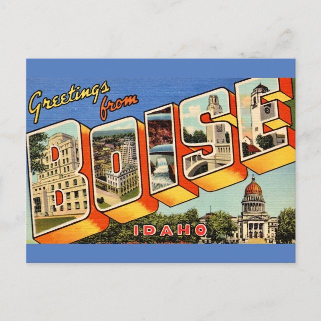 Postal Saludos retro de Boise (Anverso)