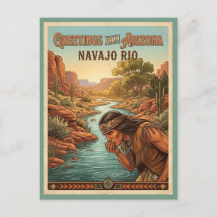 Postal Saludos Retro de Nativos Americanos de Arizona