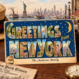 Postal Saludos Retro de Nueva York