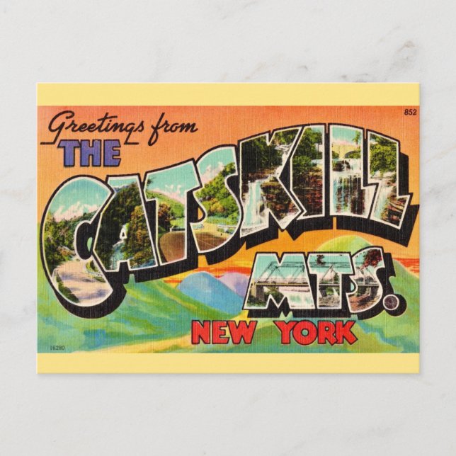 Postal Saludos Vintage Catskill Mountains (Anverso)