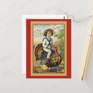 Postal Saludos vintage de Acción de Gracias