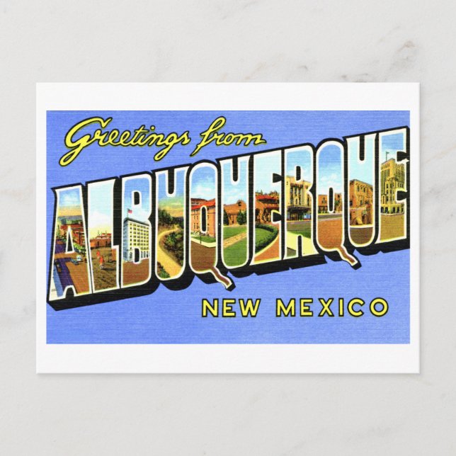 Postal Saludos vintage de Albuquerque, Nuevo México (Anverso)