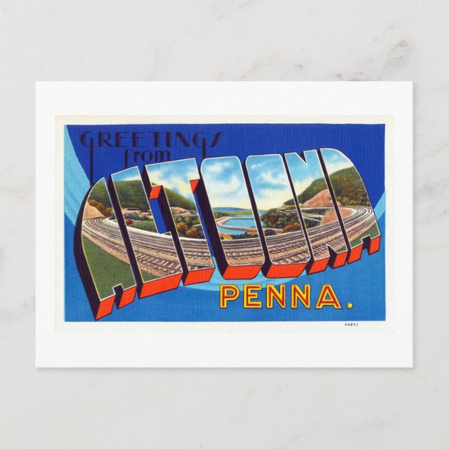 Postal Saludos Vintage De Altoona Pennsylvania Travel (Anverso)