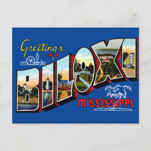 Postal Saludos vintage de Biloxi, Mississippi Travel