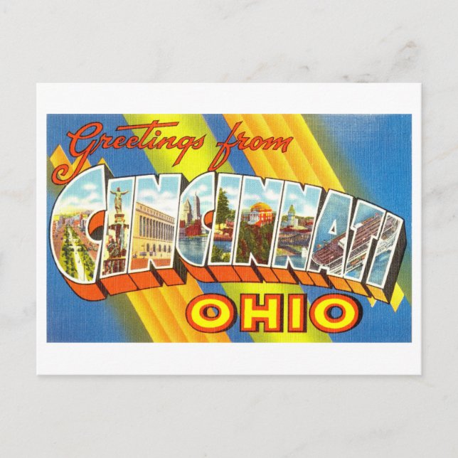 Postal Saludos vintage de Cincinnati, Ohio (Anverso)