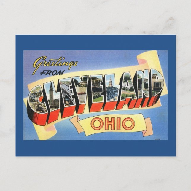 Postal Saludos vintage de Cleveland, Ohio (Anverso)