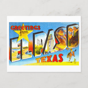 Postal Saludos vintage de El Paso, Texas