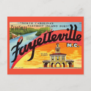 Postal Saludos vintage de Fayetteville NC 