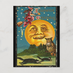 Postal Saludos vintage de Halloween