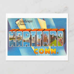 Postal Saludos vintage de Hartford, Connecticut