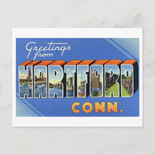 Postal Saludos vintage de Hartford, Connecticut
