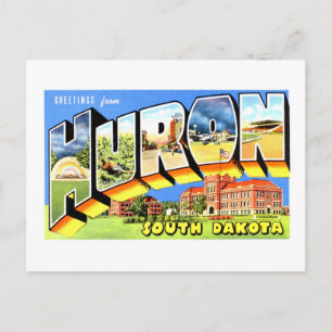 Postal Saludos vintage de Huron, Dakota del Sur,