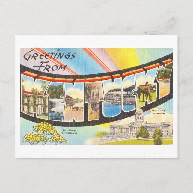 Postal Saludos vintage de Kentucky (Anverso)