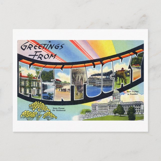Postal Saludos vintage de Kentucky (Anverso)