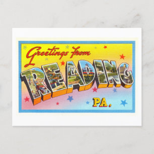Postal Saludos vintage de la lectura, Pennsylvania