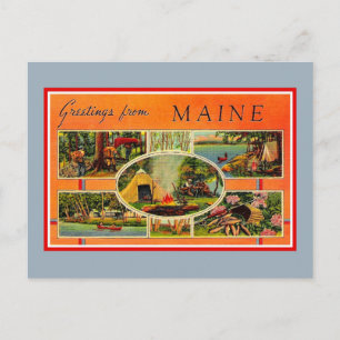 Postal Saludos Vintage De Maine