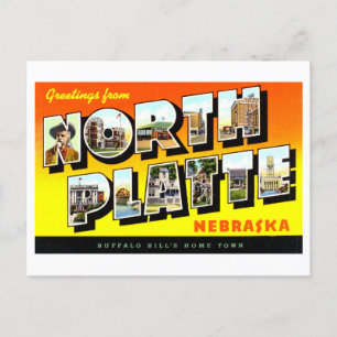 Postal Saludos vintage de North Platte, Nebraska,