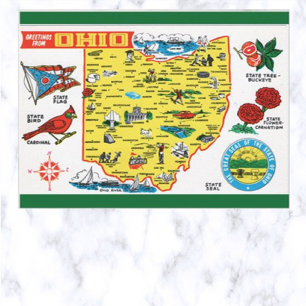Postal Saludos Vintage De Ohio