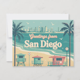 Postal Saludos vintage de San Diego Classic Retro