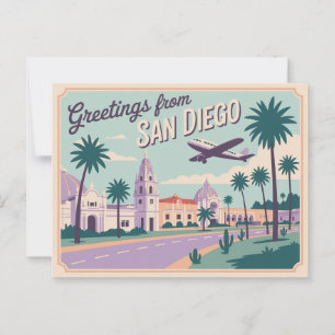 Postal Saludos vintage de San Diego Classic Retro