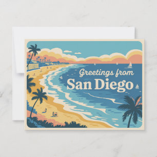 Postal Saludos vintage de San Diego Classic Retro