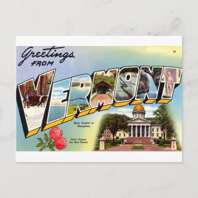 Postal Saludos Vintage De Vermont Travel (Anverso)