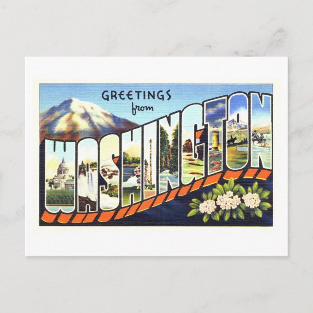 Postal Saludos Vintage de Washington State (Anverso)