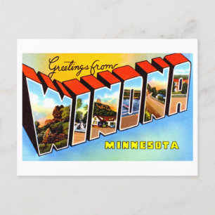 Postal Saludos vintage de Winona, Minnesota,