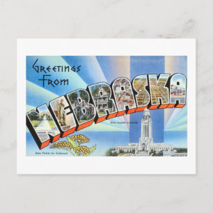 Postal Saludos Vintage desde el afiche de viaje de Nebras