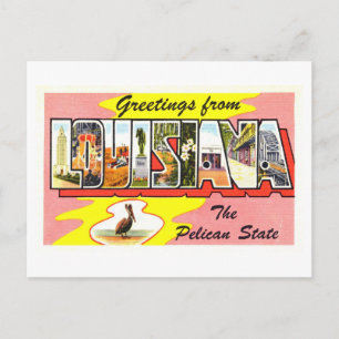 Postal Saludos vintage desde Luisiana
