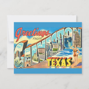 Postal Saludos Vintage Galveston
