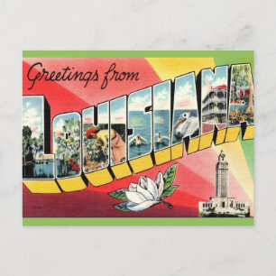 Postal Saludos Vintage Louisiana 