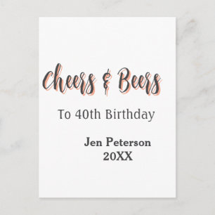 Postal Saludos y cervezas para el cumpleaños número 40 gr