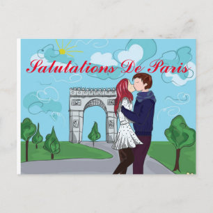 POSTAL SALUTACIONES DE PARÍS FRANCÉS