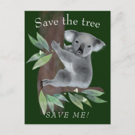 Postal Salva el árbol para salvar al árbol abrazando a ko