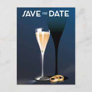 Postal Salva la fecha Anillos de vidrio y dorados