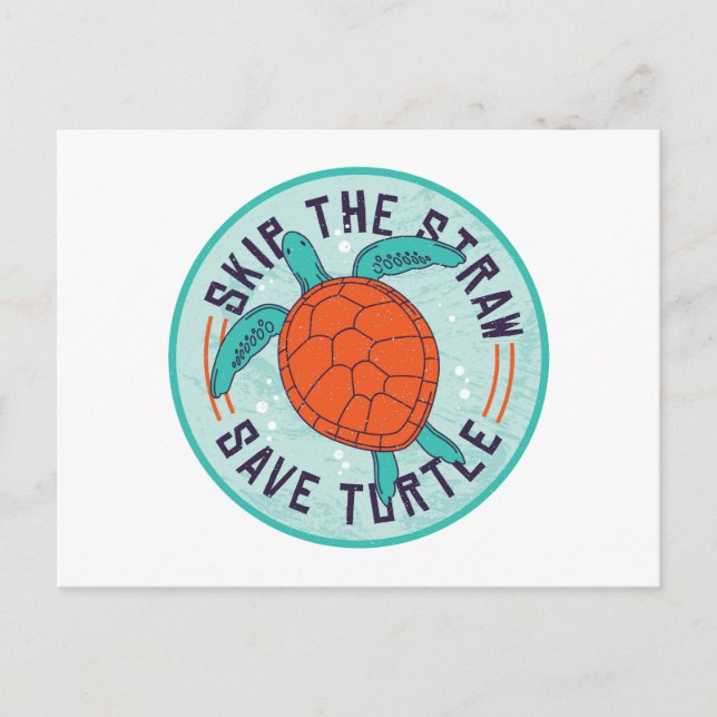 Postal Salva la Tortuga Sin Pajita (Anverso)