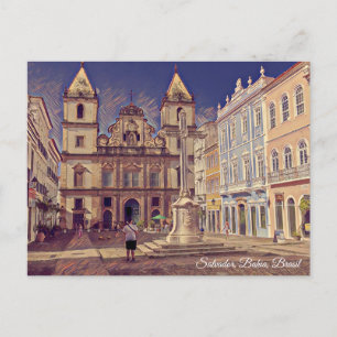 Postal Salvador, Bahia, Brasil, Igreja São Francisco Art