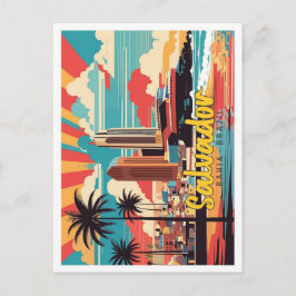Postal Salvador Bahia Brasil: Ilustracion de viajes de ar