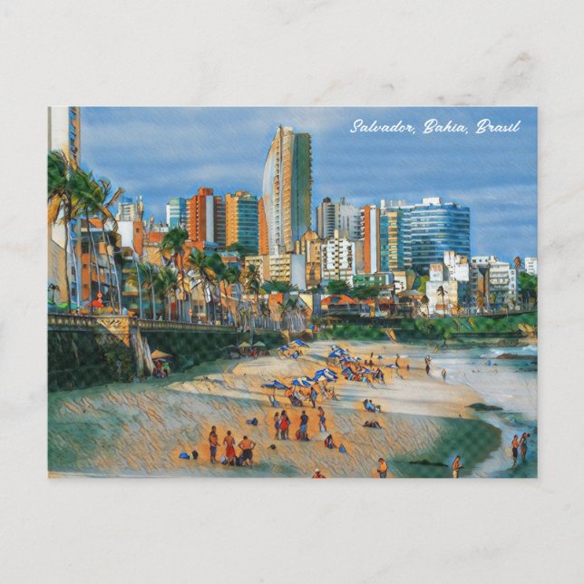 Postal Salvador, Bahia, Brasil Praia do Farol da Barra (Anverso)