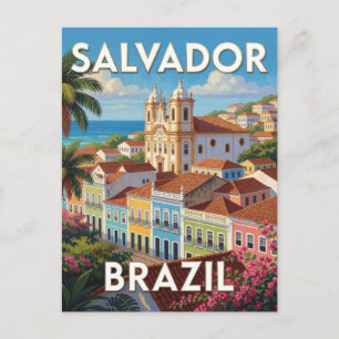 Postal Salvador Brasil Colorido Patrimonio de Bahia