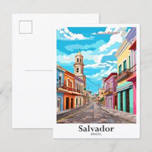 Postal Salvador Brasil: Ilustracion de viajes artístico v