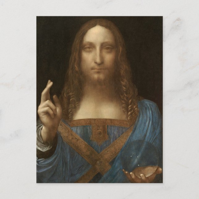 Postal Salvador Mundi (de Leonardo da Vinci) (Anverso)