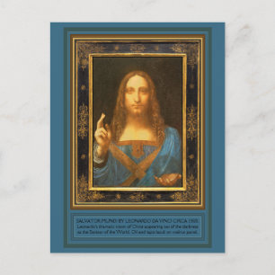 Postal Salvador Mundi de Leonardo da Vinci alrededor de 1