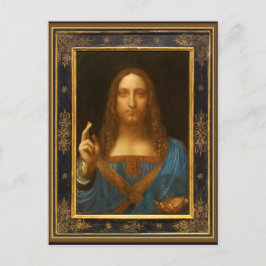 Postal Salvador Mundi de Leonardo da Vinci alrededor de 1